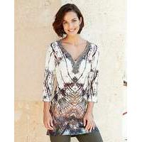 Joanna Hope Bead Trim Print Tunic