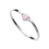 Jo For Girls Sterling Silver Pink Mother of Pearl Heart Hook Bangle
