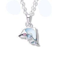 Jo For Girls Sterling Silver Mother of Pearl Dolphin 35cm Necklace