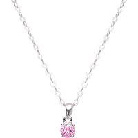 Jo For Girls Sterling Silver Pink Cubic Zirconia 35cm Round Necklace