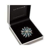 Jon Richard teal crystal flower brooch