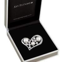 Jon Richard crystal pearl heart brooch