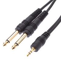 JSJ 1.5M 4.92FT 3.5mm Single Track Male to 2x6.35mm Dual Track Male Audio Cable Black for KTV Recording