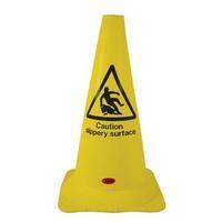 JSP (50cm/20) Cylindrical Hazard Warning Cone Caution Slippery Surface (Yellow)