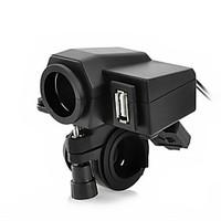 Jtron Motorcycle Waterproof Power Adapter Cigrette Socket - Black