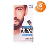 Just For Men Brush-In Facial Hair Colour Real Black - 6 Pack