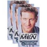 just for men shampoo in hair colorant light brown triple pack