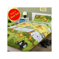 Jungle Animals 4 in 1 Junior Bedding Bundle (Duvet + Pillow + Covers)