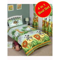Jungle-Tastic 4 in 1 Junior Bedding Bundle (Duvet + Pillow + Covers)