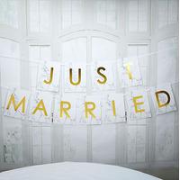Just Married Scripted Marble Bunting