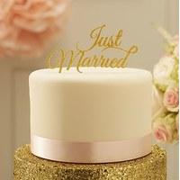 Just Married Cake Topper - Gold