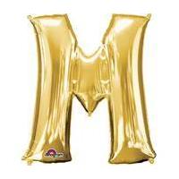 Jumbo Gold Letter M Helium Foil Balloon