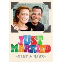 just married photo wedding card