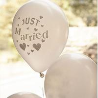 Just Married Latex Balloons Pack - Silver