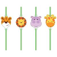 Jungle Friends Party Straws