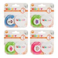 Junior Macare Orthodontic Silicone Soothers With Soother Clip 6m+
