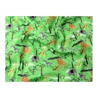 Jungle Animals Print Polycotton Dress Fabric Lime Green