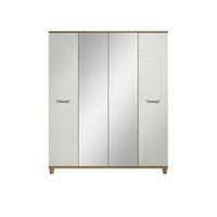 Juno White Oak Effect 4 Door Mirror Wardrobe (H)1930mm (W)1600mm