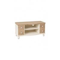 Julian TV Stand In Cream And Distressed Wooden Effect