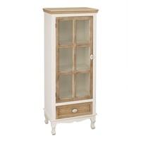 Julian Display Cabinet In Cream And Distressed Wooden Effect