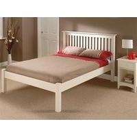 Julian Bowen Barcelona Stone White Low Foot End 5\' King Size Stone White Slatted Bedstead Low Foot End Wooden Bed