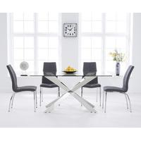 juniper 160cm glass dining table with cavello chairs