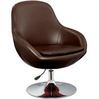 Justin Tub Chair In Brown Faux Leather With Chrome Base