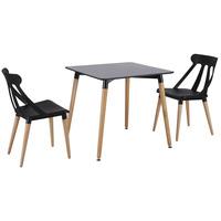 Julia Bistro Dining Table In Matt Black With 2 Dining Chairs