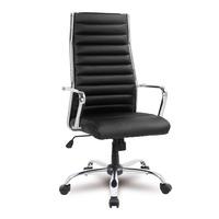 Julius Home Office Chair In Black Faux Leather With Castors
