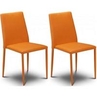 Julian Bowen Jazz Orange Faux Leather Dining Chair - Stacking Chair (Pair)