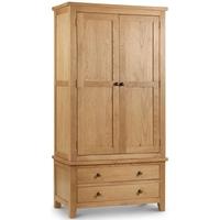 julian bowen marlborough oak wardrobe combination 2 doors 2 drawers