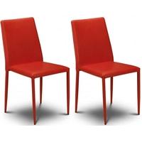 Julian Bowen Jazz Red Faux Leather Dining Chair - Stacking Chair (Pair)