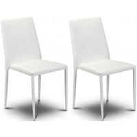Julian Bowen Jazz White Faux Leather Dining Chair - Stacking Chair (Pair)