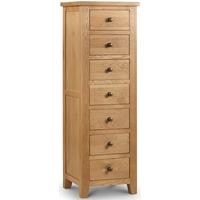 julian bowen marlborough oak chest of drawer narrow 7 drawers