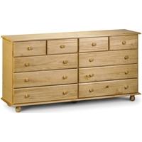 Julian Bowen Pickwick Pine Chest of Drawers - 10 Drawers