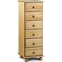 Julian Bowen Pickwick Pine Chest of Drawers - Narrow 6 Drawers