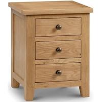 julian bowen marlborough oak bedside cabinet 3 drawers