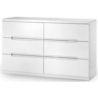 julian bowen manhattan white high gloss chest of drawer 6 drawer wide