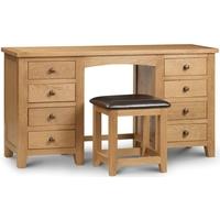 julian bowen marlborough oak dressing table twin pedestal 8 drawers