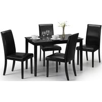 Julian Bowen Hudson Black Dining Set with 4 Faux Leather Chair
