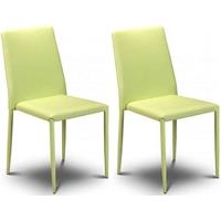 Julian Bowen Jazz Green Faux Leather Dining Chair - Stacking Chair (Pair)