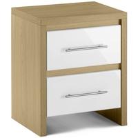 Julian Bowen Stockholm White Bedside Cabinet - 2 Drawers