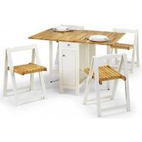Julian Bowen Savoy White and Natural Dining Set with 4 Chairs