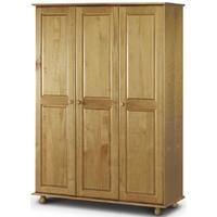 Julian Bowen Pickwick Pine Wardrobe - All Hanging 3 Doors