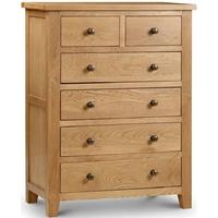 Julian Bowen Marlborough Oak Chest of Drawer - 4 + 2 Drawers