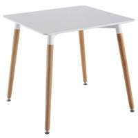 julia dining table square in white top with solid beech legs