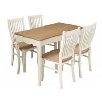 Julian Wooden 4 Seater Dining Set In Cream And Pine
