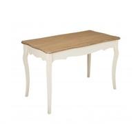 Julian Dining Table In Cream And Distressed Wooden Top