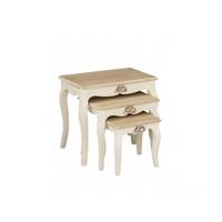 Julian 3 Nesting Tables In Cream And Distressed Wooden Effect
