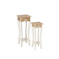 Julian Plant Stands In Cream And Distressed Wooden Effect